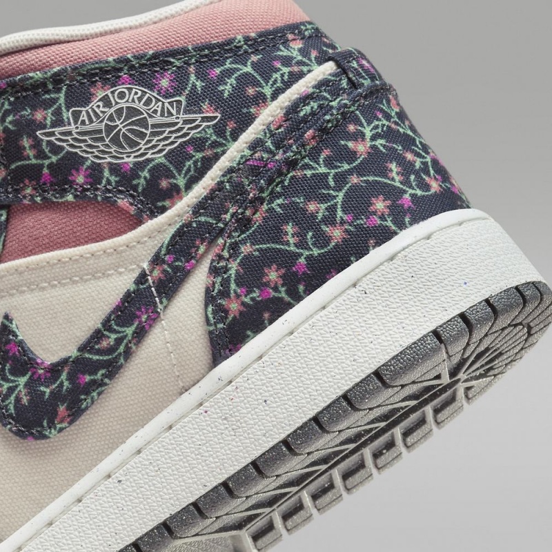 Nike Air Jordan 1 MID SE Lasten Kengät Kukka Valkoinen Pinkki | 458WQBAHO