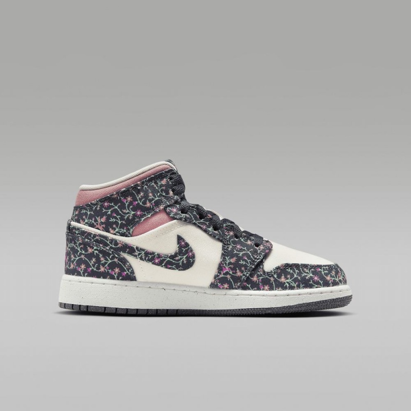 Nike Air Jordan 1 MID SE Lasten Kengät Kukka Valkoinen Pinkki | 458WQBAHO