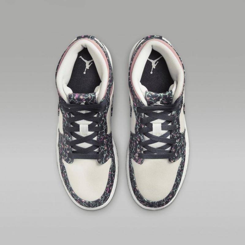 Nike Air Jordan 1 MID SE Lasten Kengät Kukka Valkoinen Pinkki | 458WQBAHO