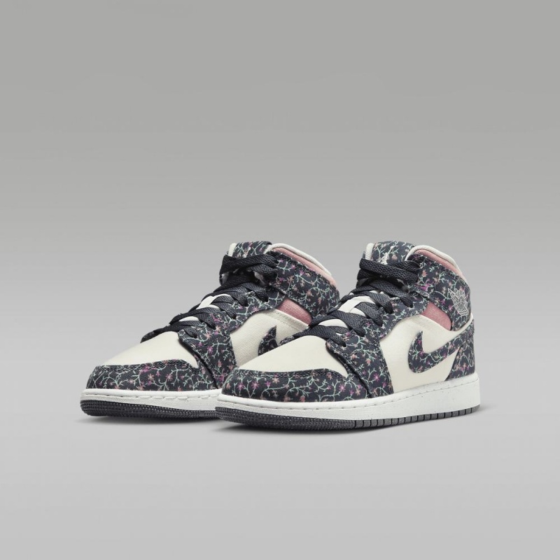 Nike Air Jordan 1 MID SE Lasten Kengät Kukka Valkoinen Pinkki | 458WQBAHO