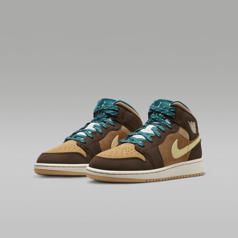 Nike Air Jordan 1 MID SE Lasten Kengät Ruskea | 876UXLTKE