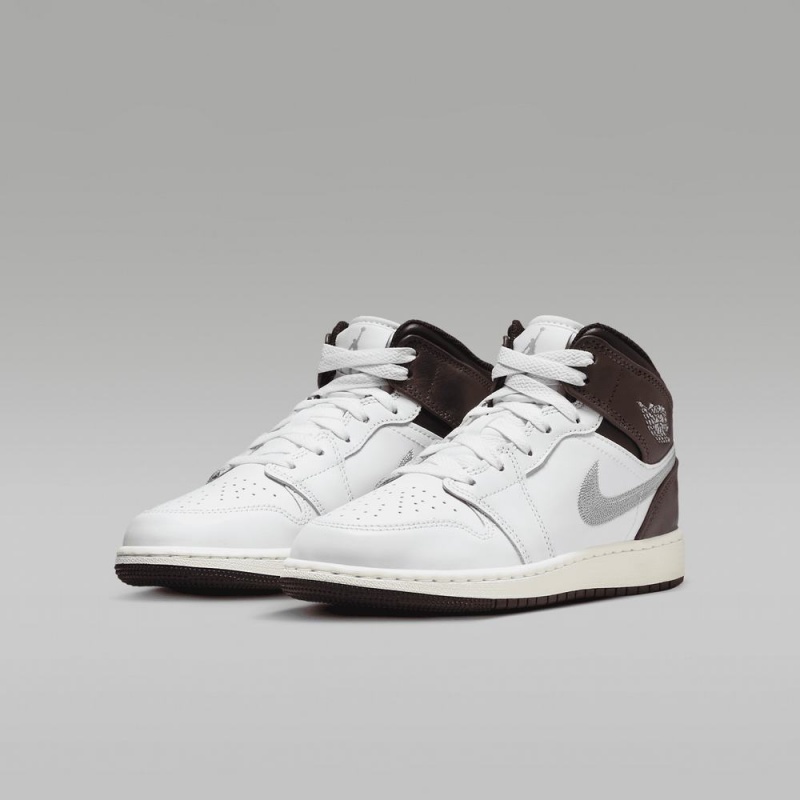 Nike Air Jordan 1 MID SE Lasten Kengät Valkoinen Suklaa | 906MLHGJV