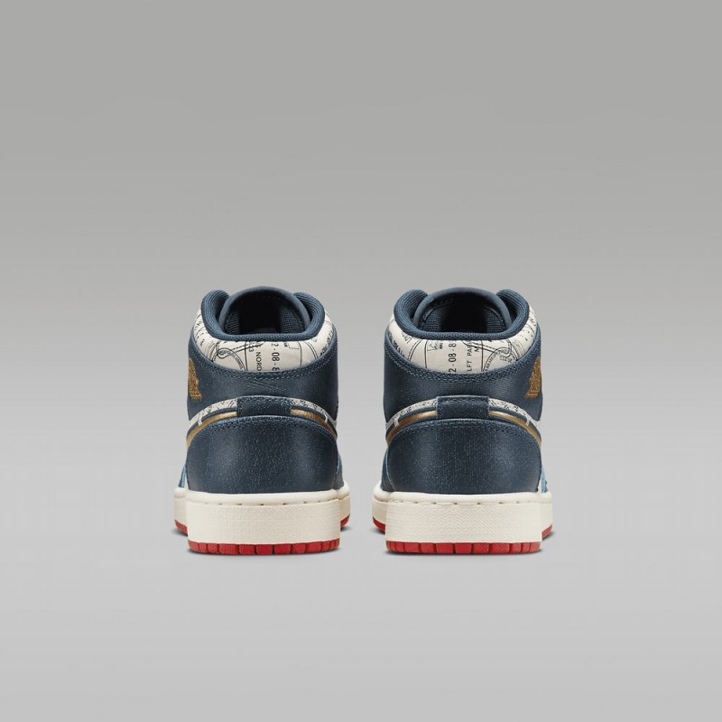 Nike Air Jordan 1 MID SE Lasten Kengät Valkoinen Sininen | 932ABKQOL