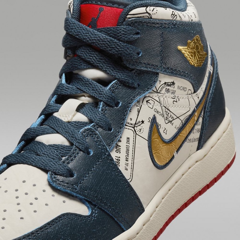 Nike Air Jordan 1 MID SE Lasten Kengät Valkoinen Sininen | 932ABKQOL