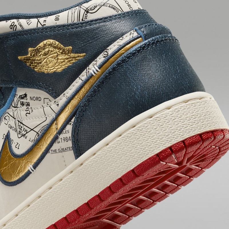 Nike Air Jordan 1 MID SE Lasten Kengät Valkoinen Sininen | 932ABKQOL
