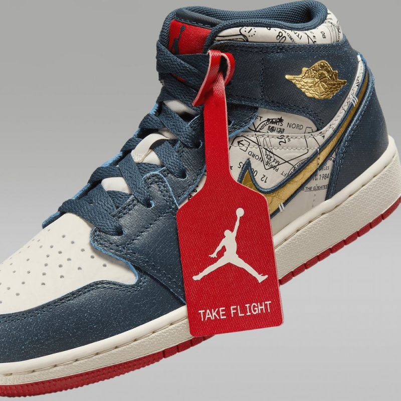 Nike Air Jordan 1 MID SE Lasten Kengät Valkoinen Sininen | 932ABKQOL