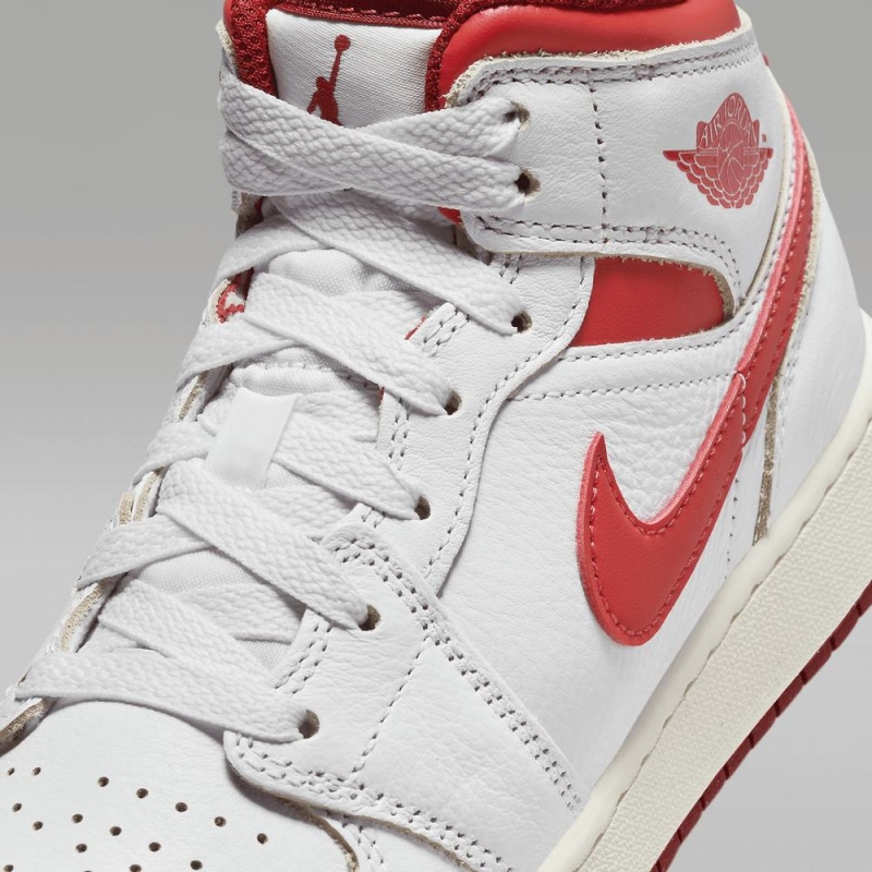 Nike Air Jordan 1 MID SE Lasten Kengät Valkoinen Punainen | 135VFLJYM