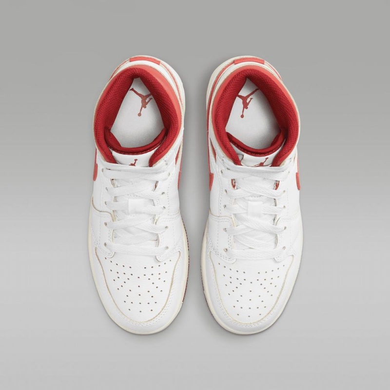 Nike Air Jordan 1 MID SE Lasten Kengät Valkoinen Punainen | 135VFLJYM