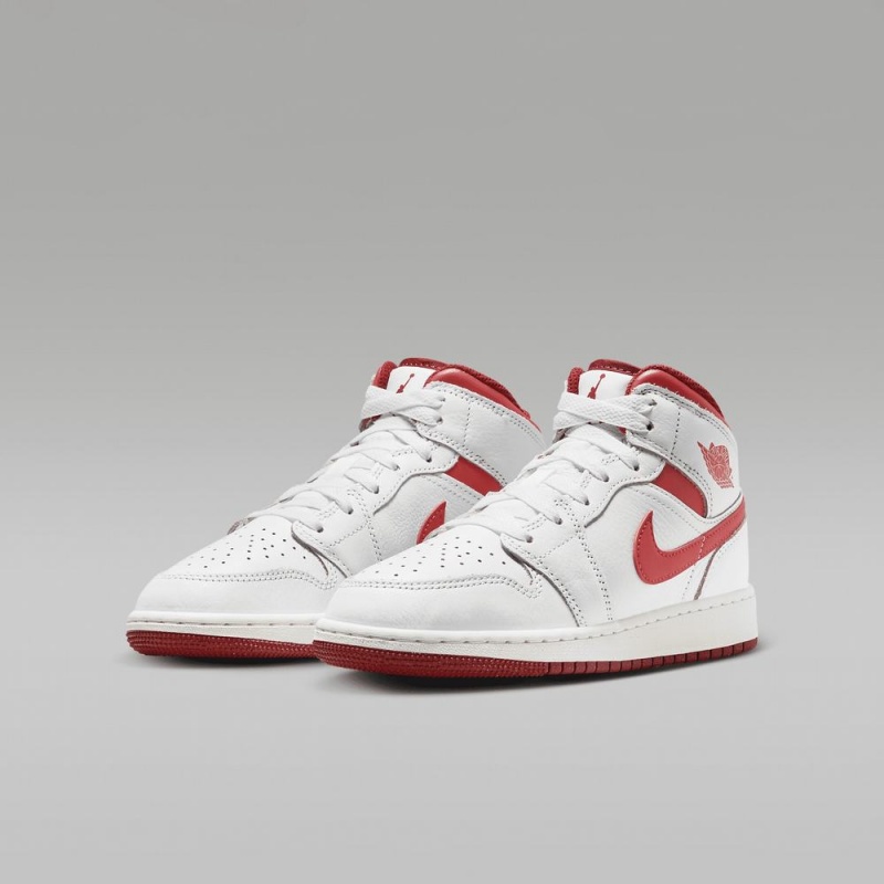 Nike Air Jordan 1 MID SE Lasten Kengät Valkoinen Punainen | 135VFLJYM
