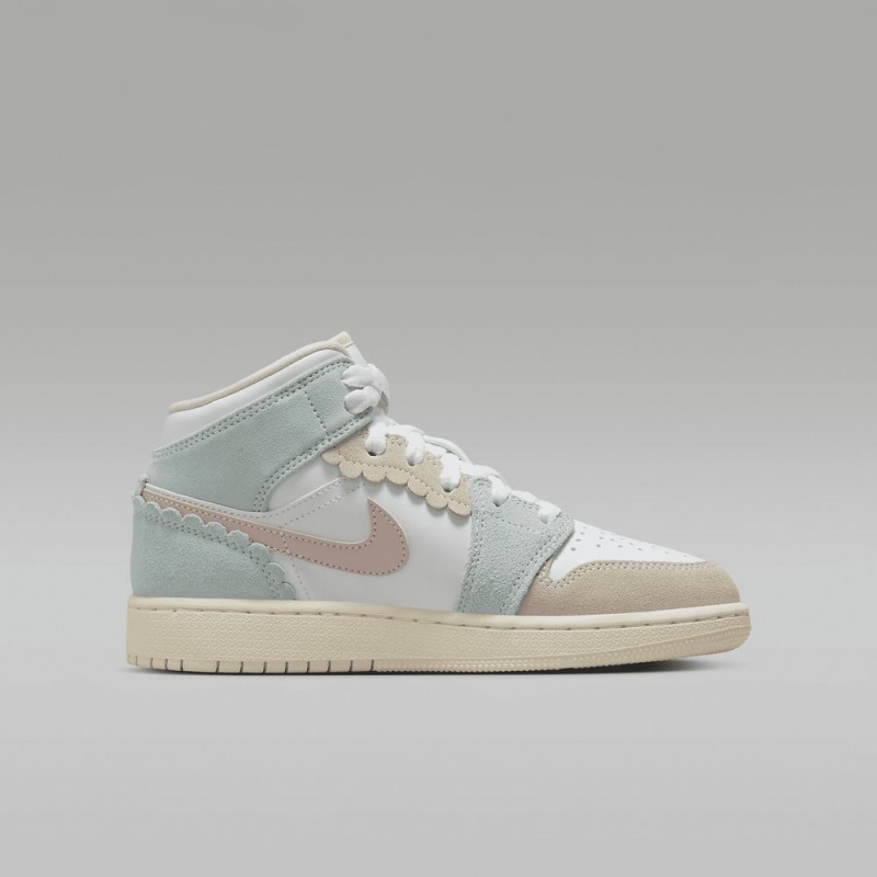 Nike Air Jordan 1 MID SE Lasten Kengät Valkoinen Vaaleansininen | 867GQBDWU