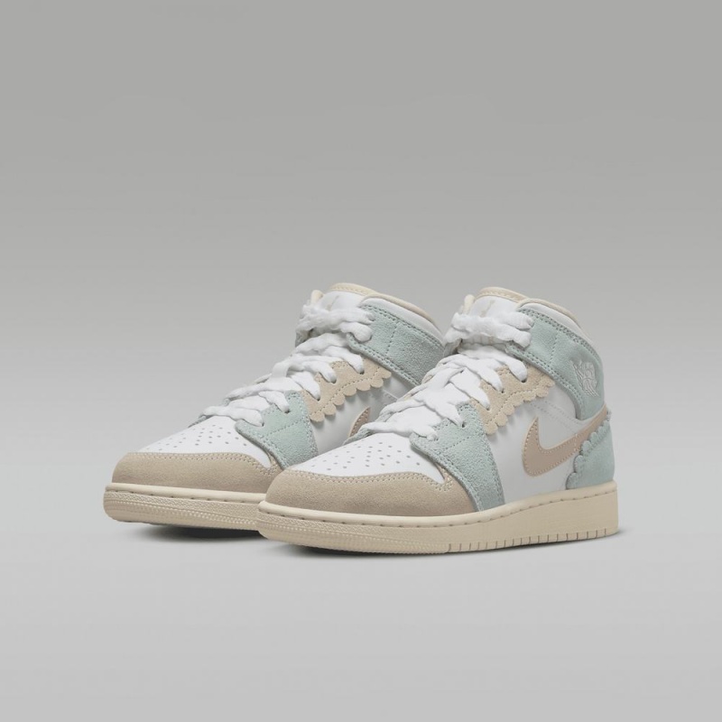 Nike Air Jordan 1 MID SE Lasten Kengät Valkoinen Vaaleansininen | 867GQBDWU
