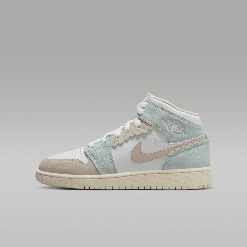Nike Air Jordan 1 MID SE Lasten Kengät Valkoinen Vaaleansininen | 867GQBDWU
