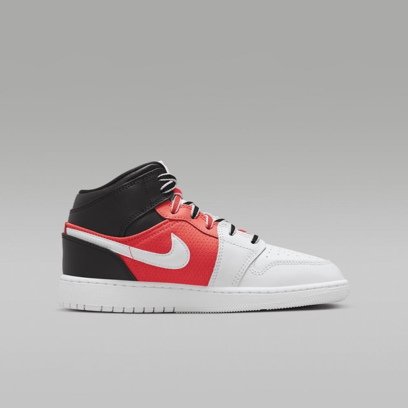 Nike Air Jordan 1 MID SE Lasten Kengät Valkoinen Mustat Punainen | 563AQMGHJ