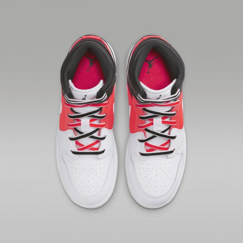 Nike Air Jordan 1 MID SE Lasten Kengät Valkoinen Mustat Punainen | 563AQMGHJ