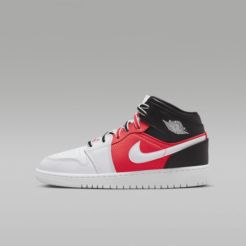 Nike Air Jordan 1 MID SE Lasten Kengät Valkoinen Mustat Punainen | 563AQMGHJ