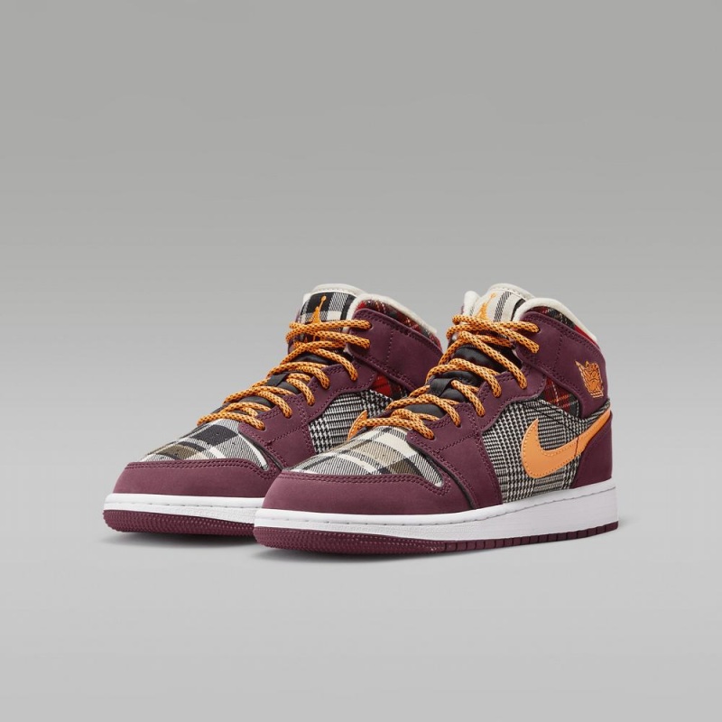 Nike Air Jordan 1 MID SE Lasten Kengät Viininpunainen | 937COKIRS