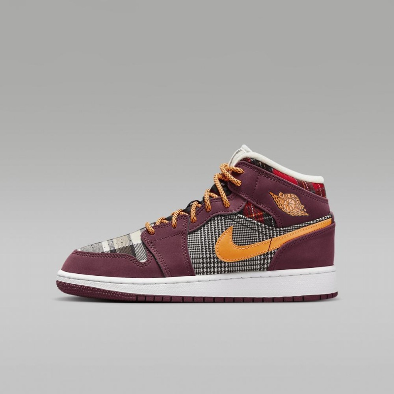 Nike Air Jordan 1 MID SE Lasten Kengät Viininpunainen | 937COKIRS