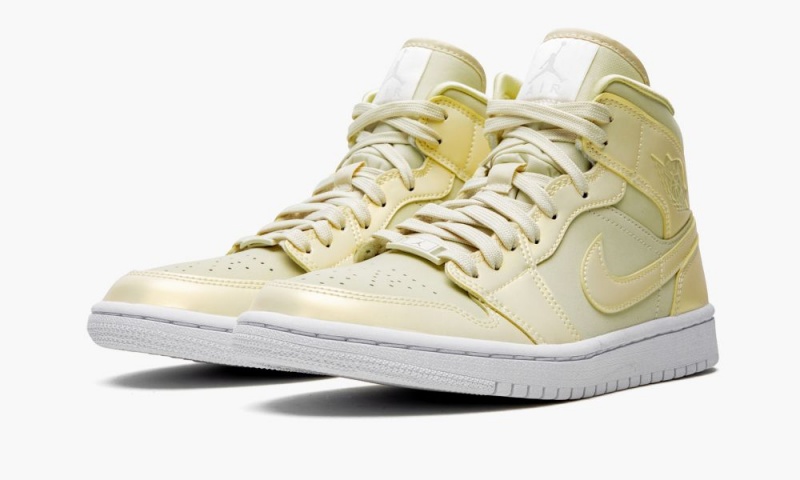 Nike Air Jordan 1 MID SE 'Lemon Yellow' Naisten Kengät Khaki Valkoinen Keltainen | 107KFHXCR