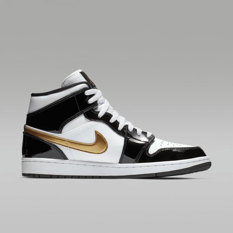 Nike Air Jordan 1 MID SE Naisten Kengät Mustat Valkoinen Kultaiset | 076ZRJNDC