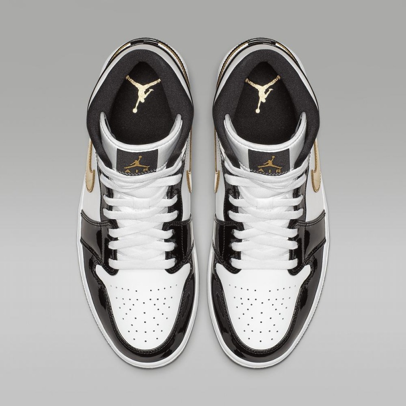 Nike Air Jordan 1 MID SE Naisten Kengät Mustat Valkoinen Kultaiset | 076ZRJNDC