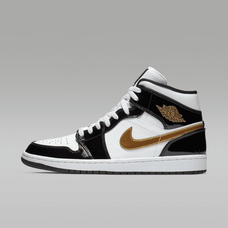 Nike Air Jordan 1 MID SE Naisten Kengät Mustat Valkoinen Kultaiset | 076ZRJNDC