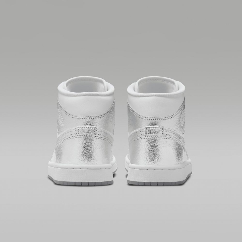 Nike Air Jordan 1 MID SE Naisten Kengät Valkoinen Harmaat Metal Hopea | 724MGZEPN