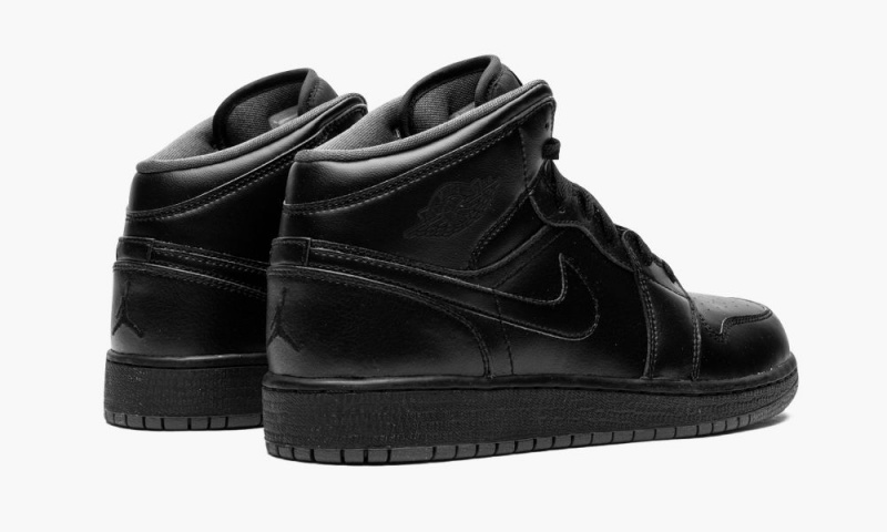 Nike Air Jordan 1 Mid BG 'Triple Black' Lasten Kengät Mustat Tummanharmaat | 362LDQOXA