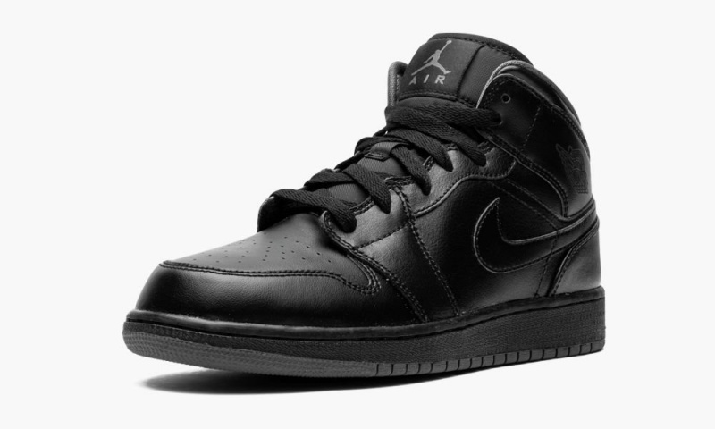 Nike Air Jordan 1 Mid BG 'Triple Black' Lasten Kengät Mustat Tummanharmaat | 362LDQOXA