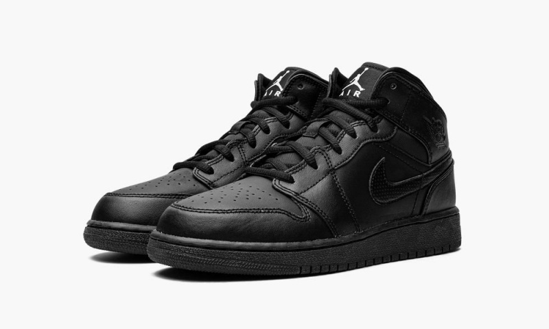 Nike Air Jordan 1 Mid 'BLACK/WHITE' Lasten Kengät Mustat Valkoinen | 634PRSNYZ