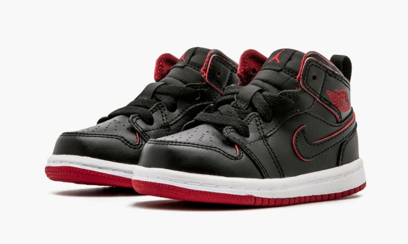 Nike Air Jordan 1 Mid BT Lasten Kengät Mustat Valkoinen Punainen | 804BPCTHD