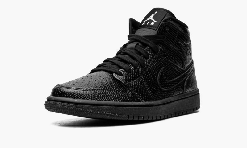 Nike Air Jordan 1 Mid 'Black Snakeskin' Naisten Kengät Mustat Valkoinen | 086RQVXKZ