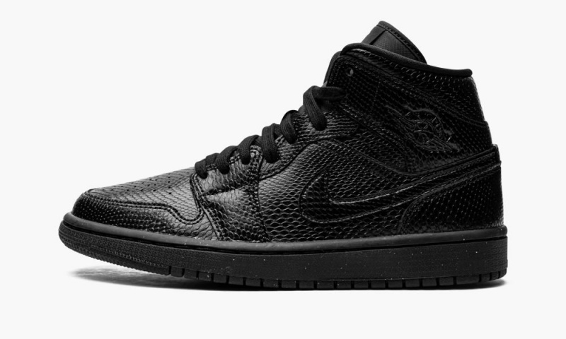 Nike Air Jordan 1 Mid \'Black Snakeskin\' Naisten Kengät Mustat Valkoinen | 086RQVXKZ
