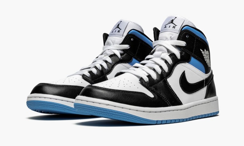 Nike Air Jordan 1 Mid 'Black / White / University Blue' Naisten Kengät Valkoinen Mustat Sininen | 632HQRIOX