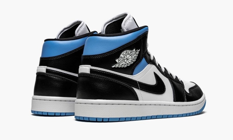Nike Air Jordan 1 Mid 'Black / White / University Blue' Naisten Kengät Valkoinen Mustat Sininen | 632HQRIOX