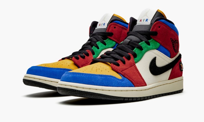 Nike Air Jordan 1 Mid 'Blue The Great - Fearless' Miesten Kengät Monivärinen | 910BYEJWN