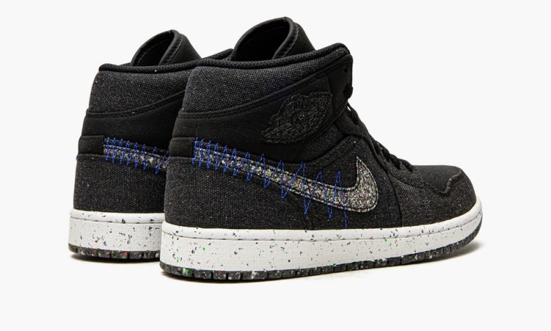 Nike Air Jordan 1 Mid 'Crater Black' Miesten Kengät Mustat Valkoinen Kuninkaallinen Sininen | 682WPAKQL
