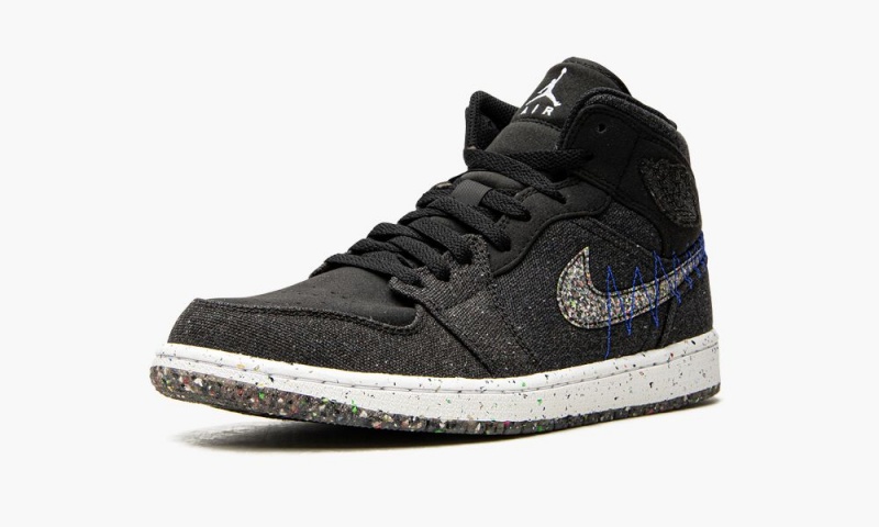 Nike Air Jordan 1 Mid 'Crater Black' Miesten Kengät Mustat Valkoinen Kuninkaallinen Sininen | 682WPAKQL