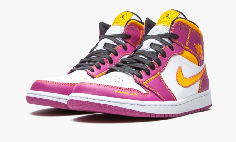 Nike Air Jordan 1 Mid 'Dia de los Muertos' Miesten Kengät Valkoinen Fuksia Oranssi Mustat | 129UWZCNR