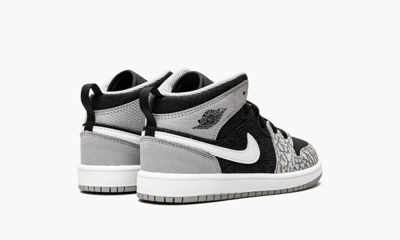 Nike Air Jordan 1 Mid 'Elephant Print' Lasten Kengät Mustat Valkoinen Vaaleanharmaat | 936JRUTFG