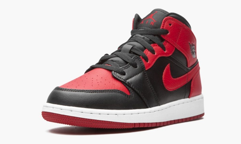 Nike Air Jordan 1 Mid GS 'Banned 2020' Lasten Kengät Mustat Punainen Valkoinen | 475INKUOA