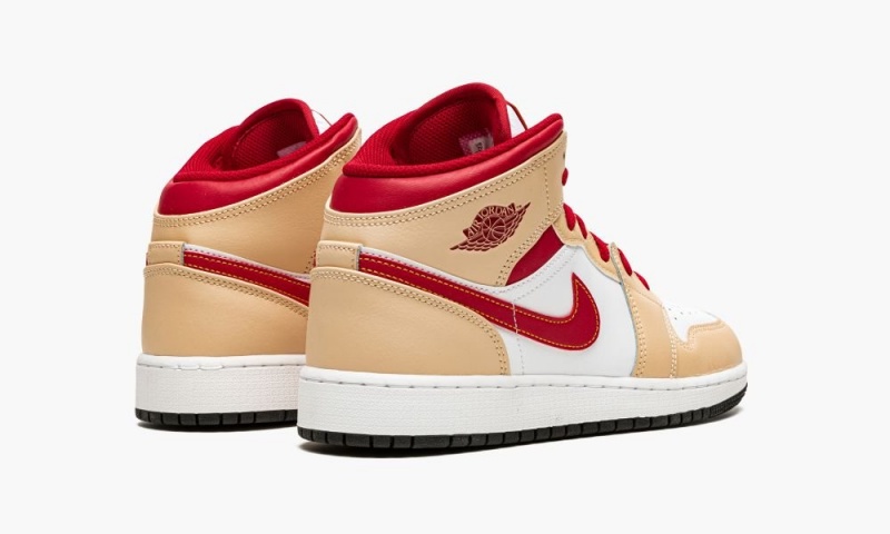 Nike Air Jordan 1 Mid GS 'Beige / Red' Lasten Kengät Valkoinen Syvä Keltainen | 475VNOZEP
