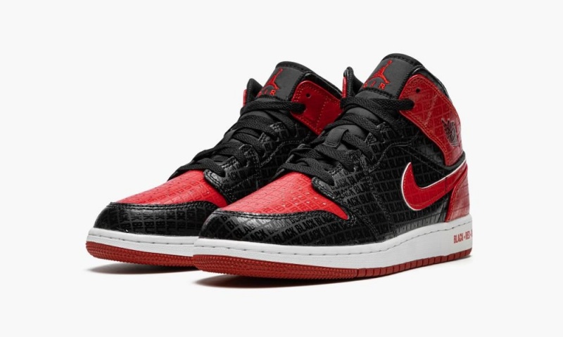 Nike Air Jordan 1 Mid GS 'Bred Text' Lasten Kengät Mustat Punainen Valkoinen | 037GJXEFL