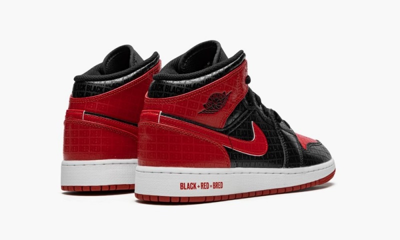Nike Air Jordan 1 Mid GS 'Bred Text' Lasten Kengät Mustat Punainen Valkoinen | 037GJXEFL