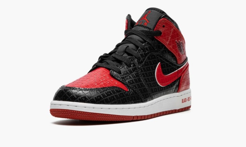 Nike Air Jordan 1 Mid GS 'Bred Text' Lasten Kengät Mustat Punainen Valkoinen | 037GJXEFL