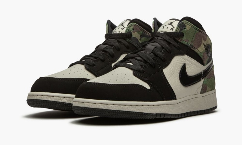 Nike Air Jordan 1 Mid GS 'Camo' Lasten Kengät Vaaleanbeige Mustat | 964MHOUCS