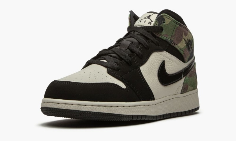 Nike Air Jordan 1 Mid GS 'Camo' Lasten Kengät Vaaleanbeige Mustat | 964MHOUCS