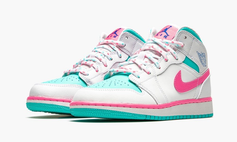 Nike Air Jordan 1 Mid GS 'Digitaalinen Pink' Lasten Kengät Valkoinen Pinkki | 680CTUKLW