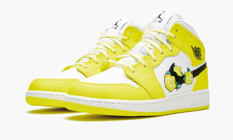 Nike Air Jordan 1 Mid GS 'Dynamic Yellow' Lasten Kengät Keltainen Mustat Valkoinen | 634OZULWD