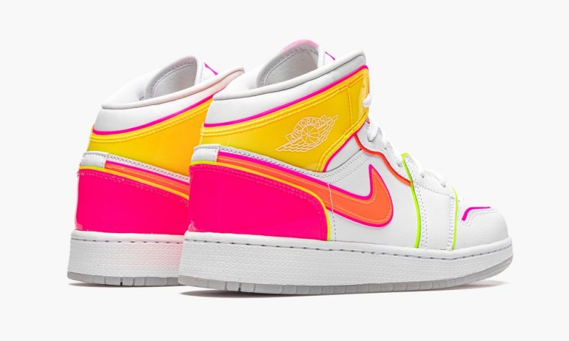 Nike Air Jordan 1 Mid GS 'Edge Glow' Lasten Kengät Valkoinen Punainen Pinkki | 620QLODSF