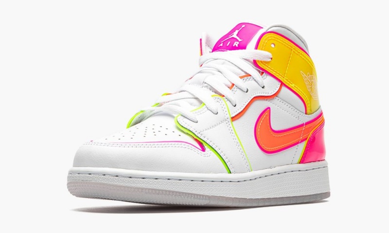 Nike Air Jordan 1 Mid GS 'Edge Glow' Lasten Kengät Valkoinen Punainen Pinkki | 620QLODSF